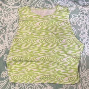 Vibrant Green and White Swirl Crop Top